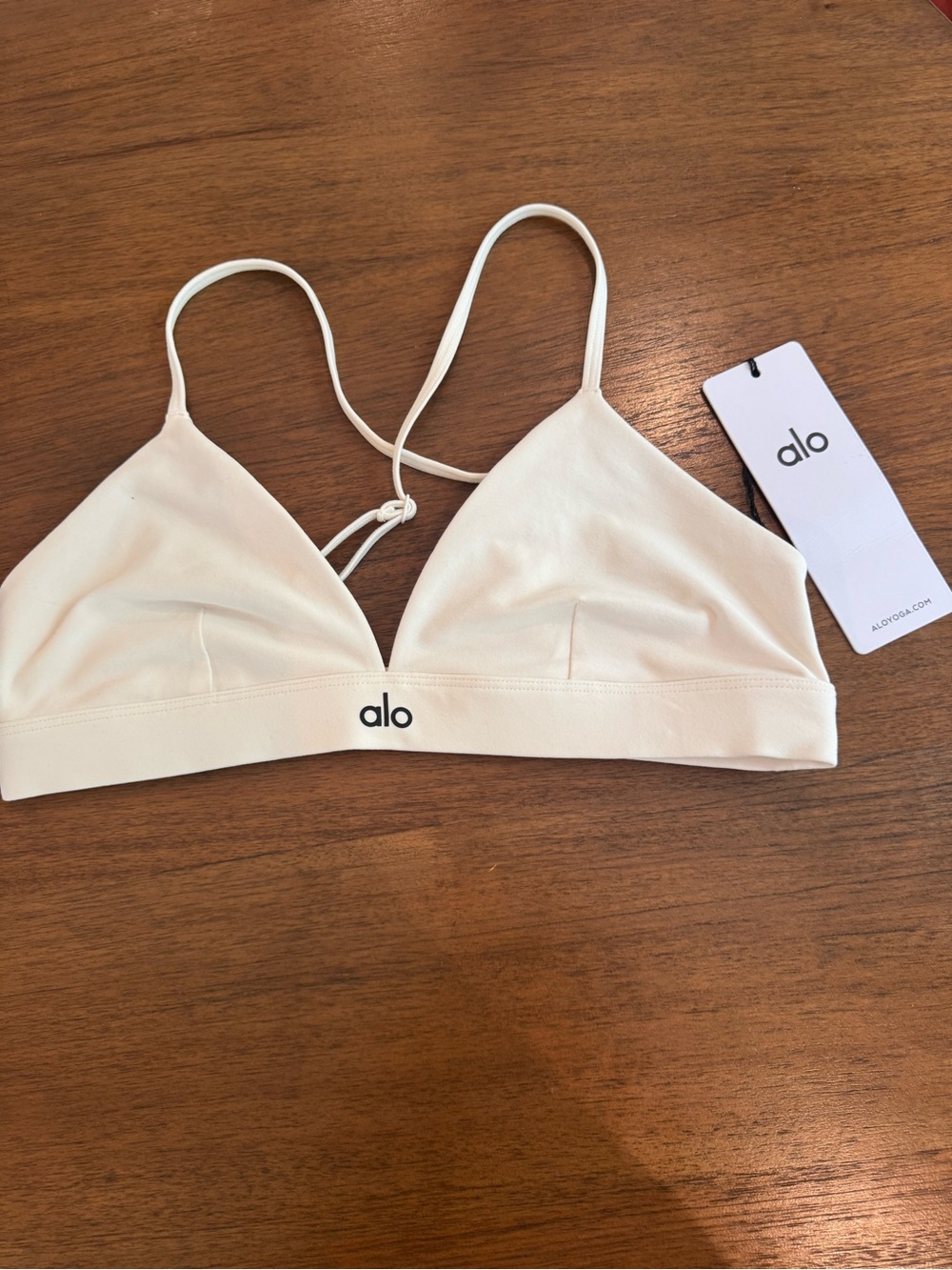 ALO Yoga Soft Cream Triangle Bralette with Thin Straps
